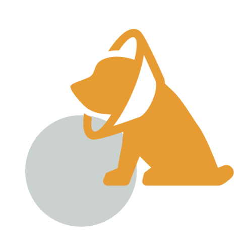 a yellow dog with a balla yellow dog with a ball icon