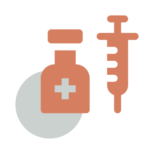 a syringe and bottle of medicine icon